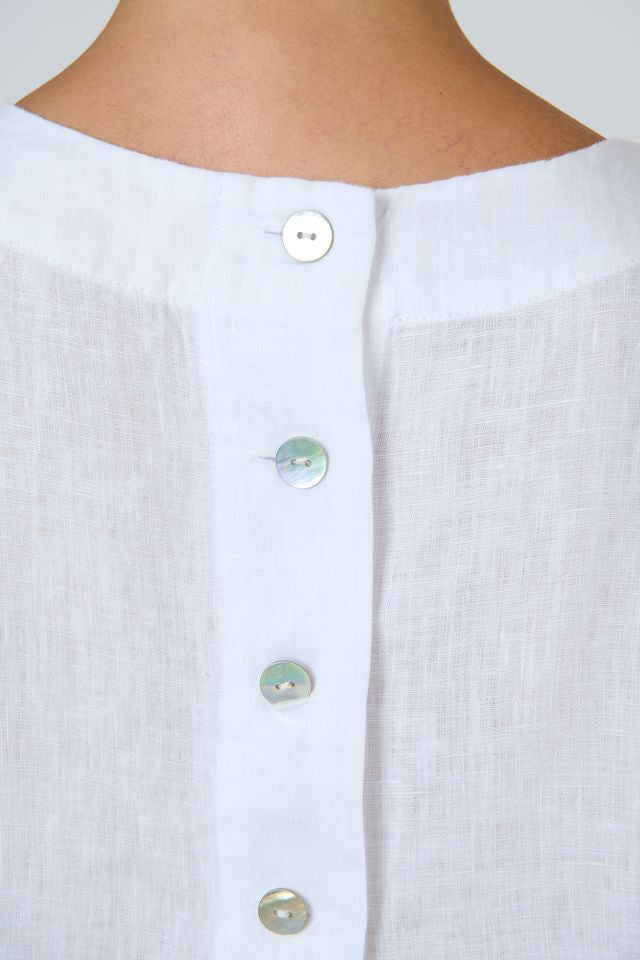 Natural O & J Linen Top in White