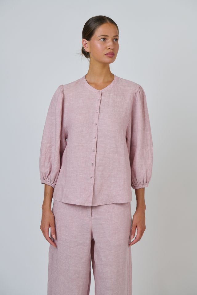 Naturals O & J Ladies Linen 3/4 Sleeve Top