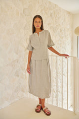 Natural O & J Linen Skirt with Pockets