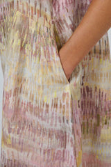 Natural O & J Linen short Sleeved Dress in Jardin