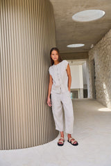 Natural O & J Linen Pants in Sand