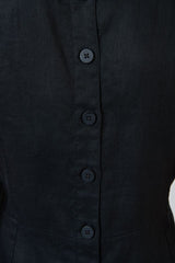 Natural O & J Sleeves Less Black Linen Dress
