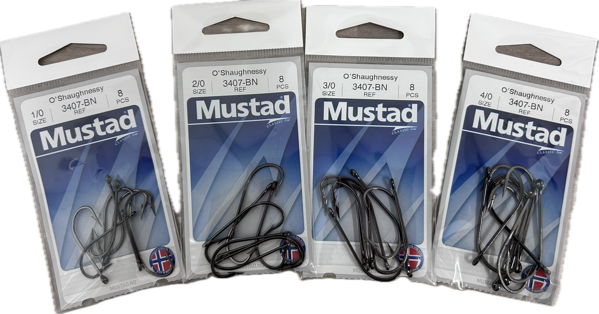 Mustad O'Shaughnessy Classic Black 8 pack hooks