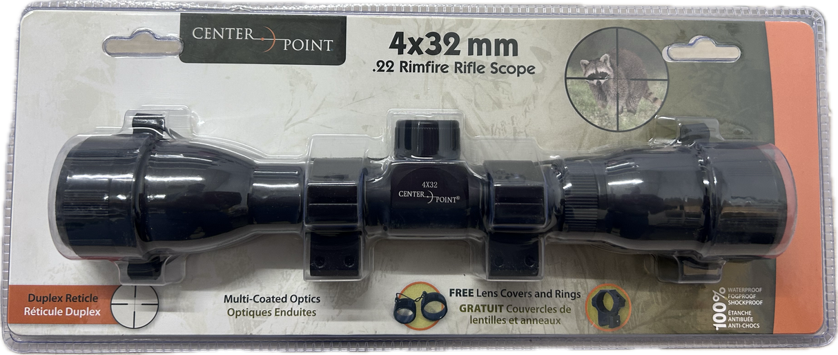 Centrepoint 4x32 Rimfire Riflescope with 3/8 rings