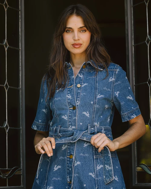 SMWR Royal Match Denim Midi Dress