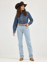 Wrangler Ladies Classic Fit Denim Shirt - Mid Denim - LW7006D