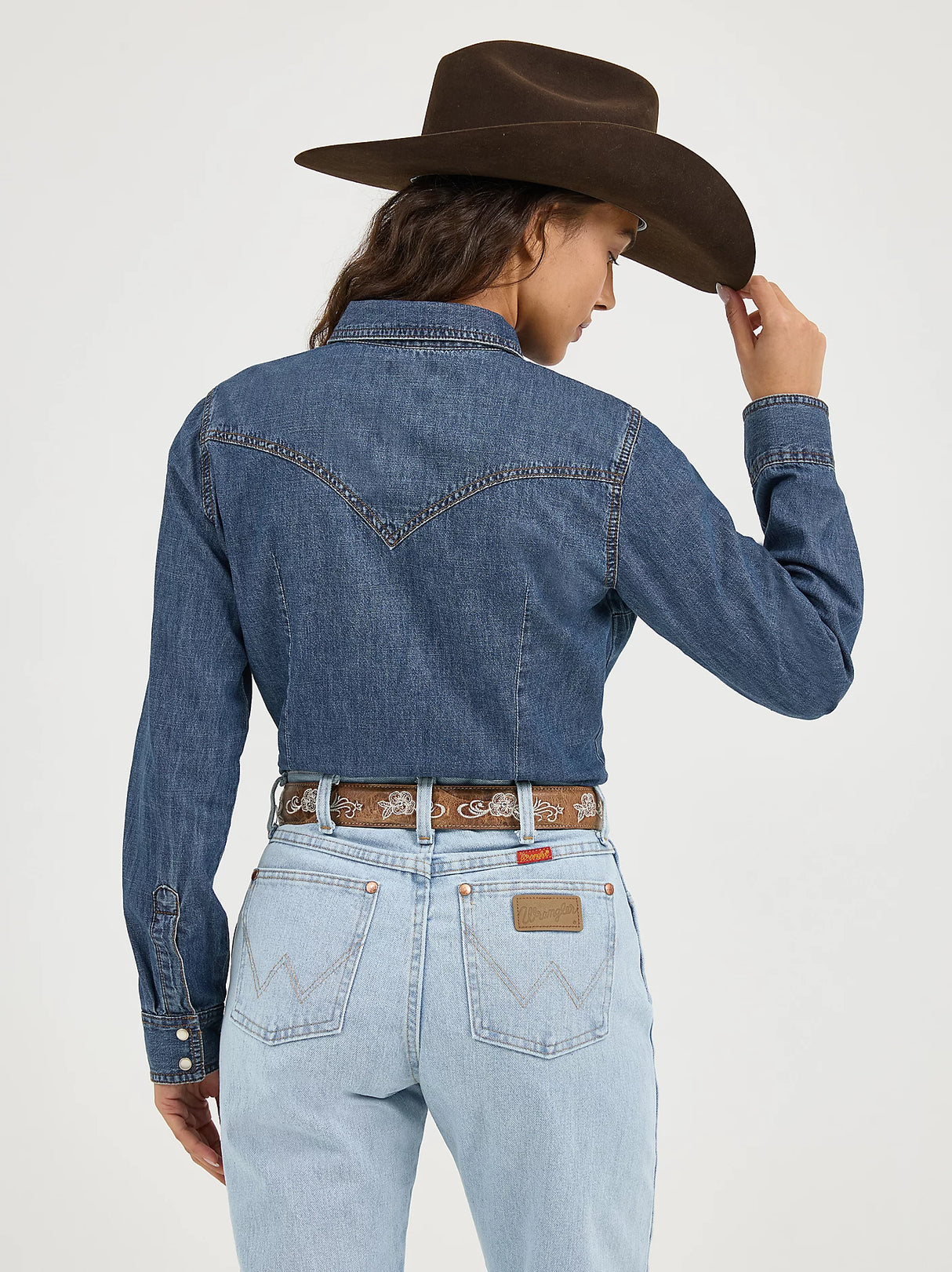 Wrangler Ladies Classic Fit Denim Shirt - Mid Denim - LW7006D