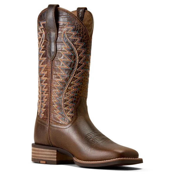 Ariat Women's Monte Vista Wicker Wide Square Toe Western Boot | Choc Croc Print