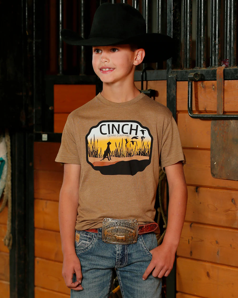 Cinch Boys Short Sleeve T Shirt - Brown