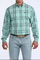 Cinch Men's Western Turquoise & Black Check Shirt - MTW1106115