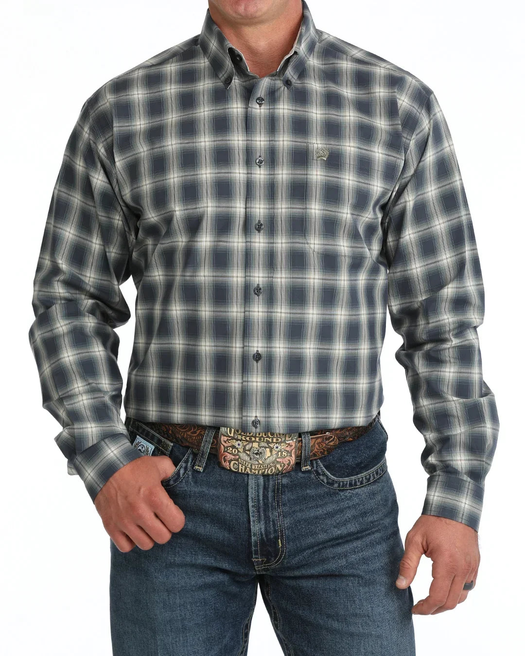 CINCH Men's Western Shirt - Navy Plaid Classic Fit (MTW1106129)