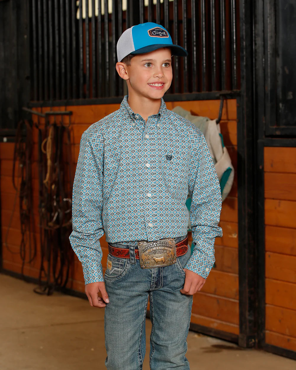 Cinch Boys & Toddler Button Down Western Shirt  - Blue