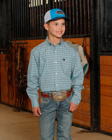 Cinch Boys & Toddler Button Down Western Shirt  - Blue