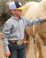 Cinch Boy's White Geometric Print Button Down Shirt - MTW7060413