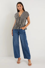 Ivy & Jack Nouveau Black Gingham Tie Front Vest