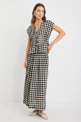 Ivy & Jack Nouveau Black Gingham Tie Front Vest