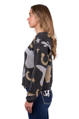 Pure Western Ladies Marcy Knitted Pullover Jumper - Charcoal Marle