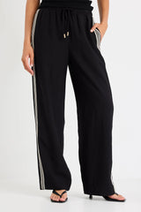 Vibe Black Jacquard Stripe Wide Leg Pants