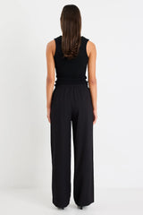 Vibe Black Jacquard Stripe Wide Leg Pants