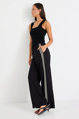 Vibe Black Jacquard Stripe Wide Leg Pants