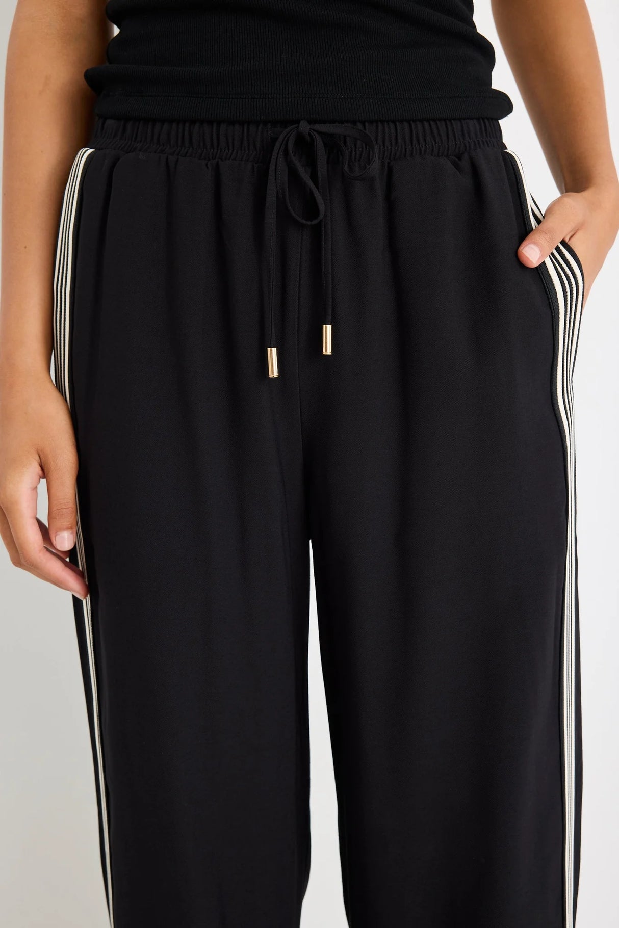Vibe Black Jacquard Stripe Wide Leg Pants