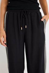 Vibe Black Jacquard Stripe Wide Leg Pants