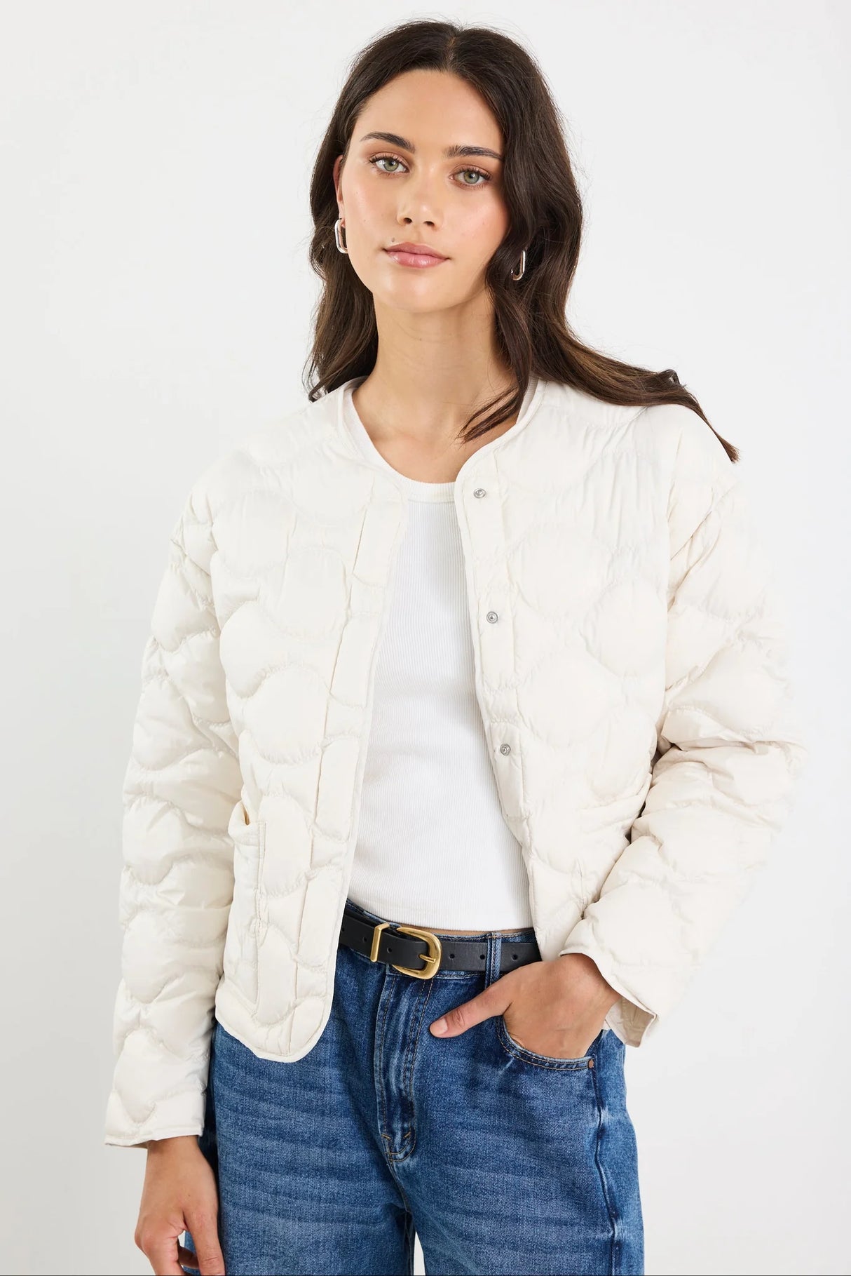 By Rosa Ladies Premium Putty Down Filled Quilted Puffer Jacket - Putty