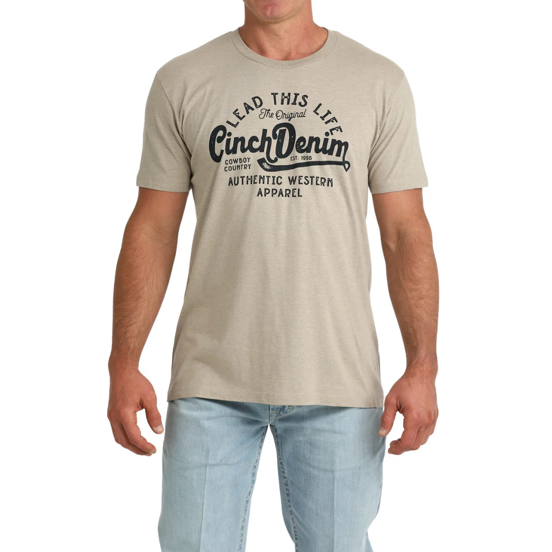 Cinch Men’s T-Shirt ‘Lead this Life’ Khaki MTT1690723 KHA