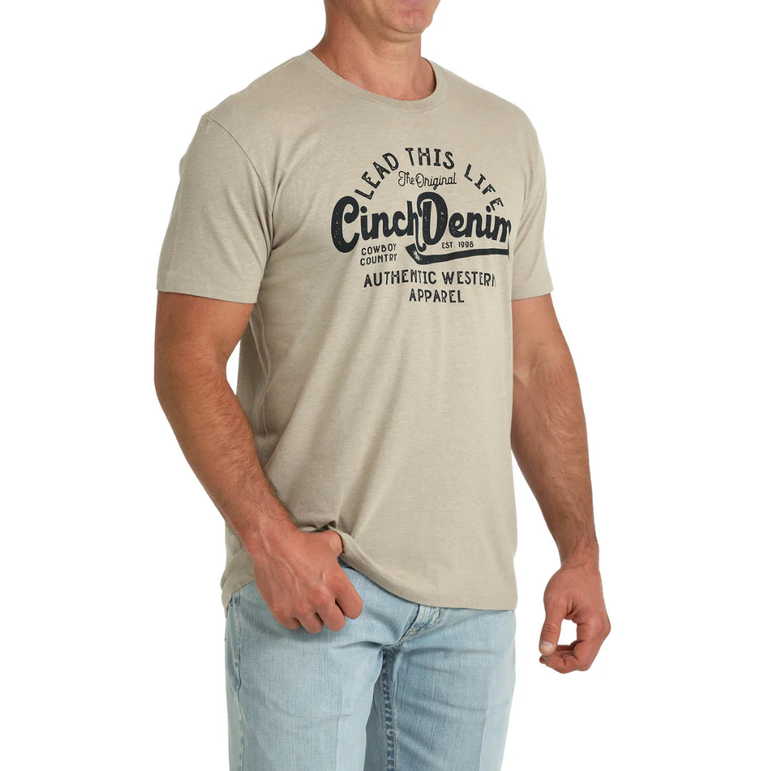 Cinch Men’s T-Shirt ‘Lead this Life’ Khaki MTT1690723 KHA
