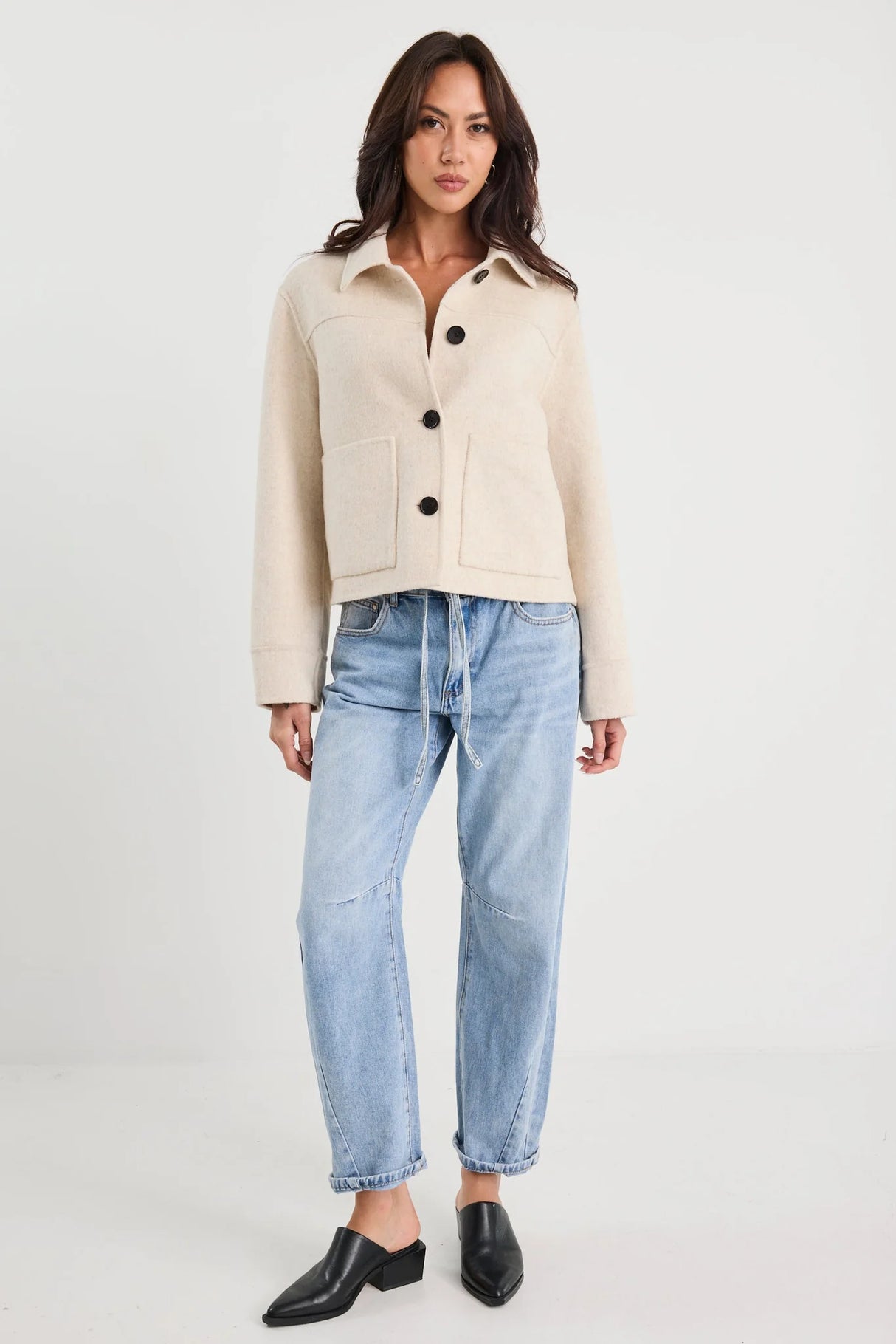 By Rosa Ladies Ranger Oat Marle Wool Blend Soft Jacket - Oat Marle