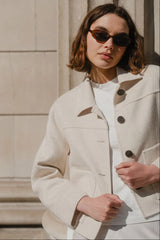 By Rosa Ladies Ranger Oat Marle Wool Blend Soft Jacket - Oat Marle