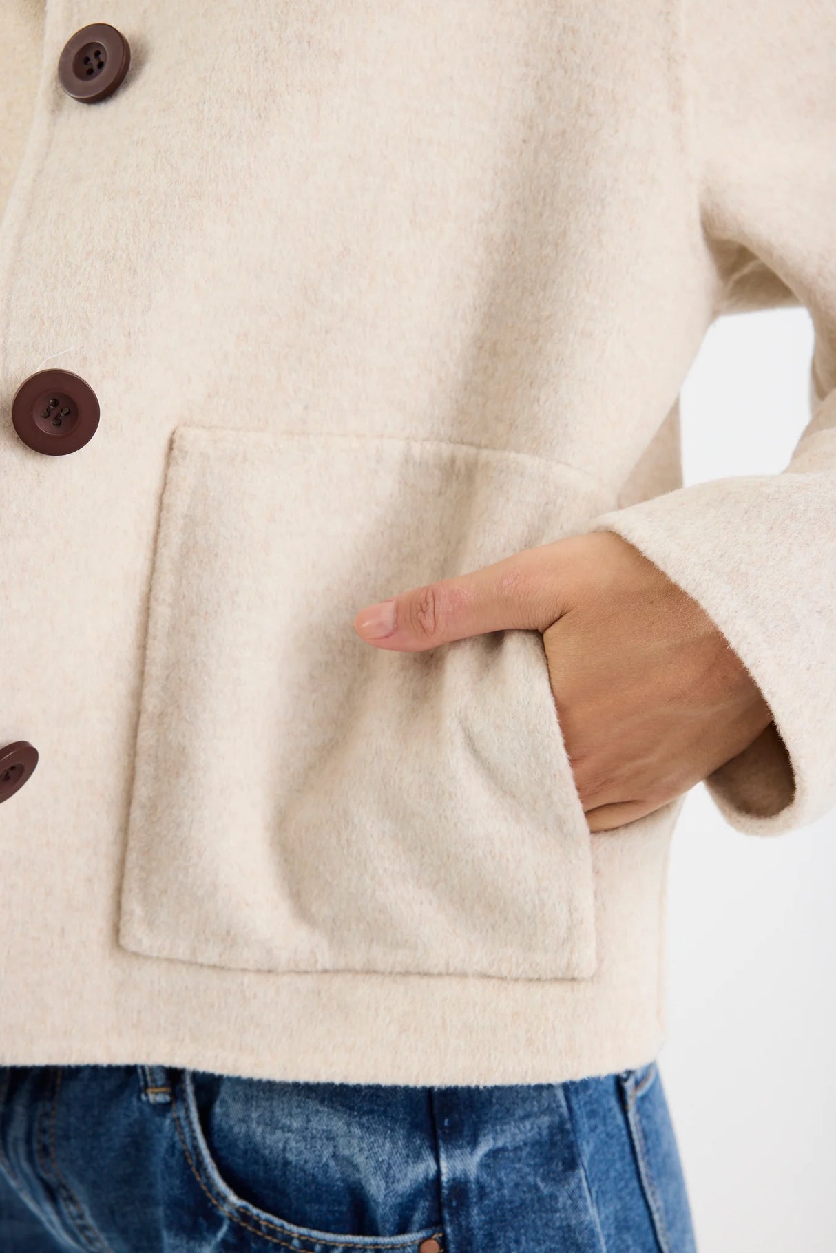 By Rosa Ladies Ranger Oat Marle Wool Blend Soft Jacket - Oat Marle