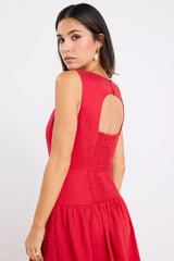 Flo & Frankie Ladies Results Linen Blend Structured Maxi Dress