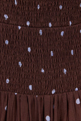 Stories Be Told Results Blue Mocha Polka Dot Shirred Back Sleeveless Maxi Dress