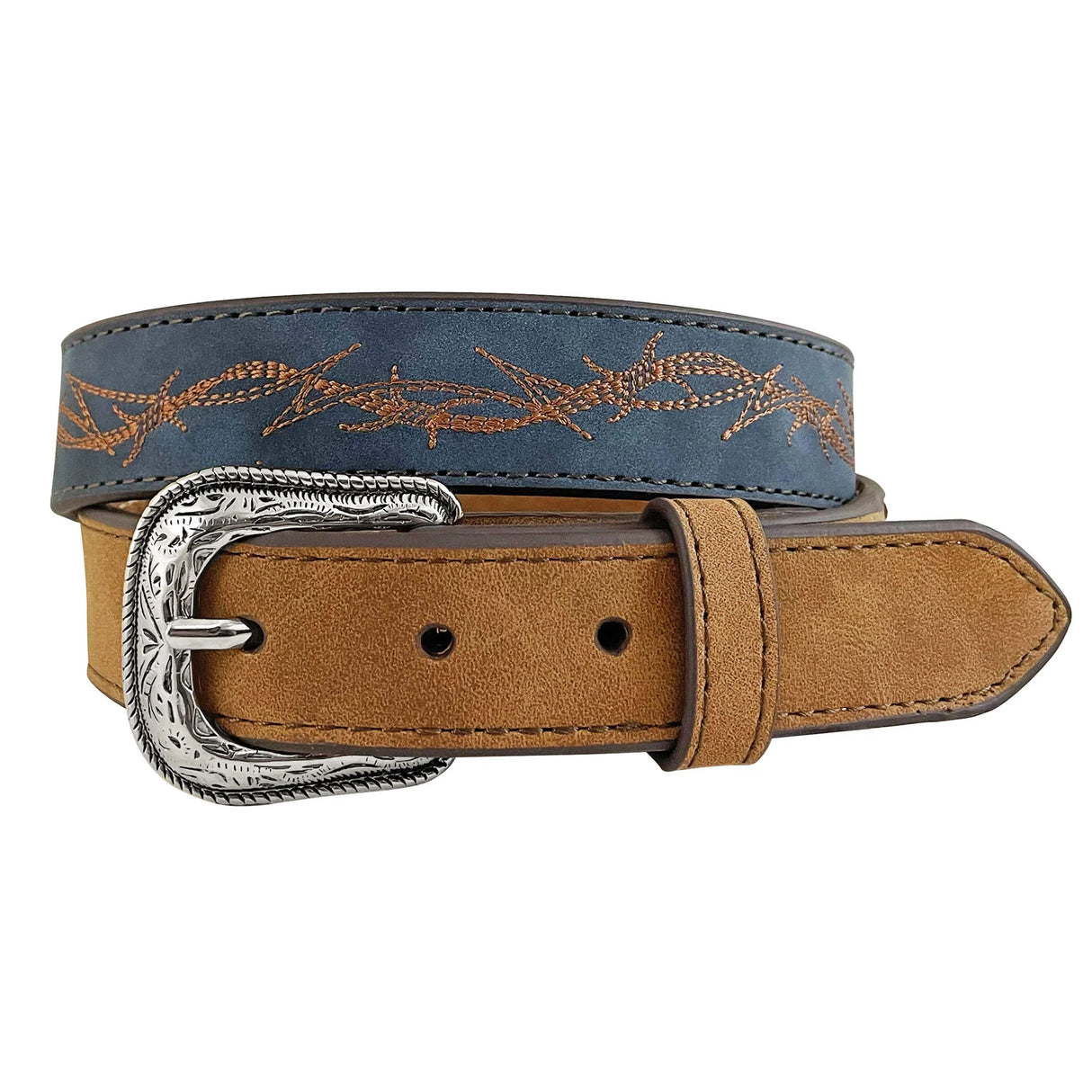 Roper Boy's Belt Genuine Leather with Embroidered Barbed Wire