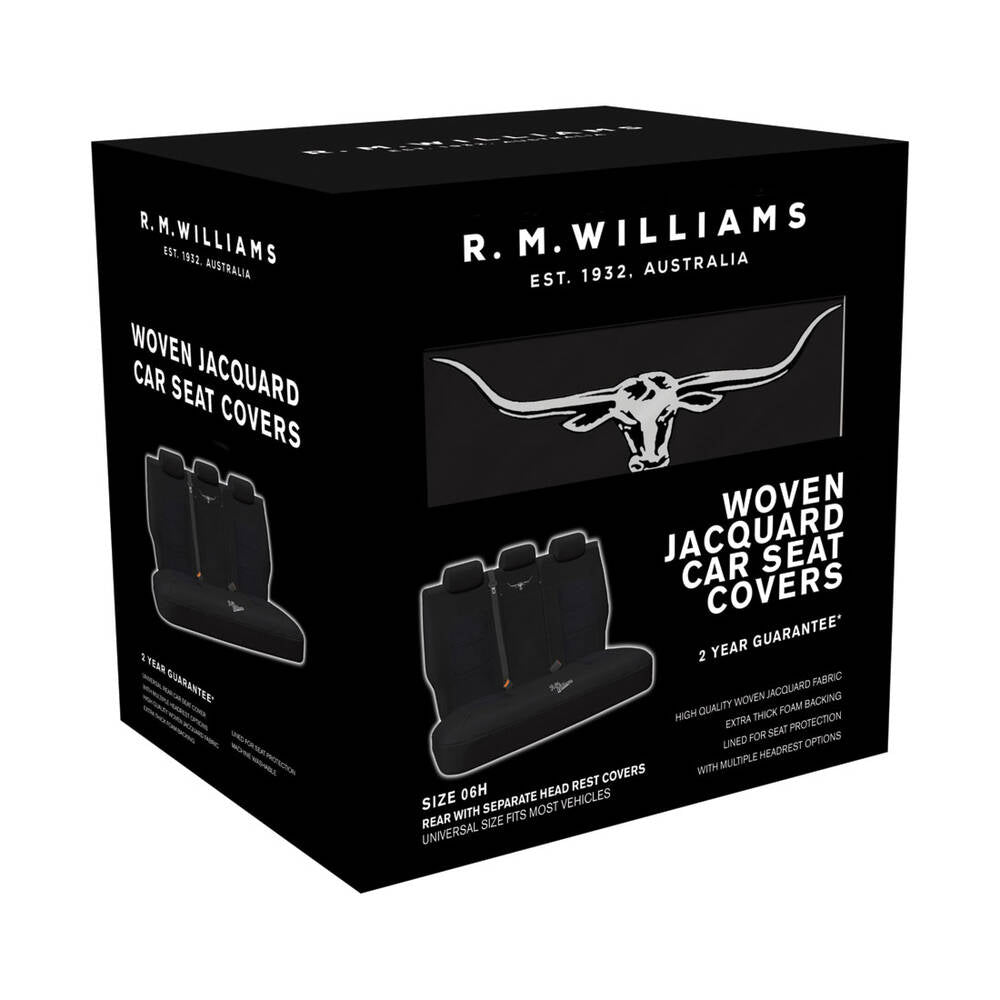 R.M.Williams Woven Seat Covers Black Adjustable Headrests Size 06H Rear Seat
