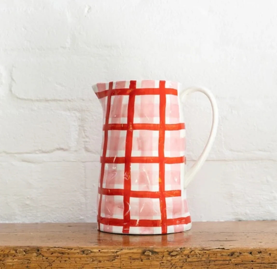 Noss & Co Medium Jug - Red & Pink Gingham