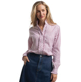 Just Country Ladies Abbey Frills Full Button Workshirt - Berry & White Gingham