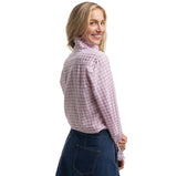 Just Country Ladies Abbey Frills Full Button Workshirt - Berry & White Gingham
