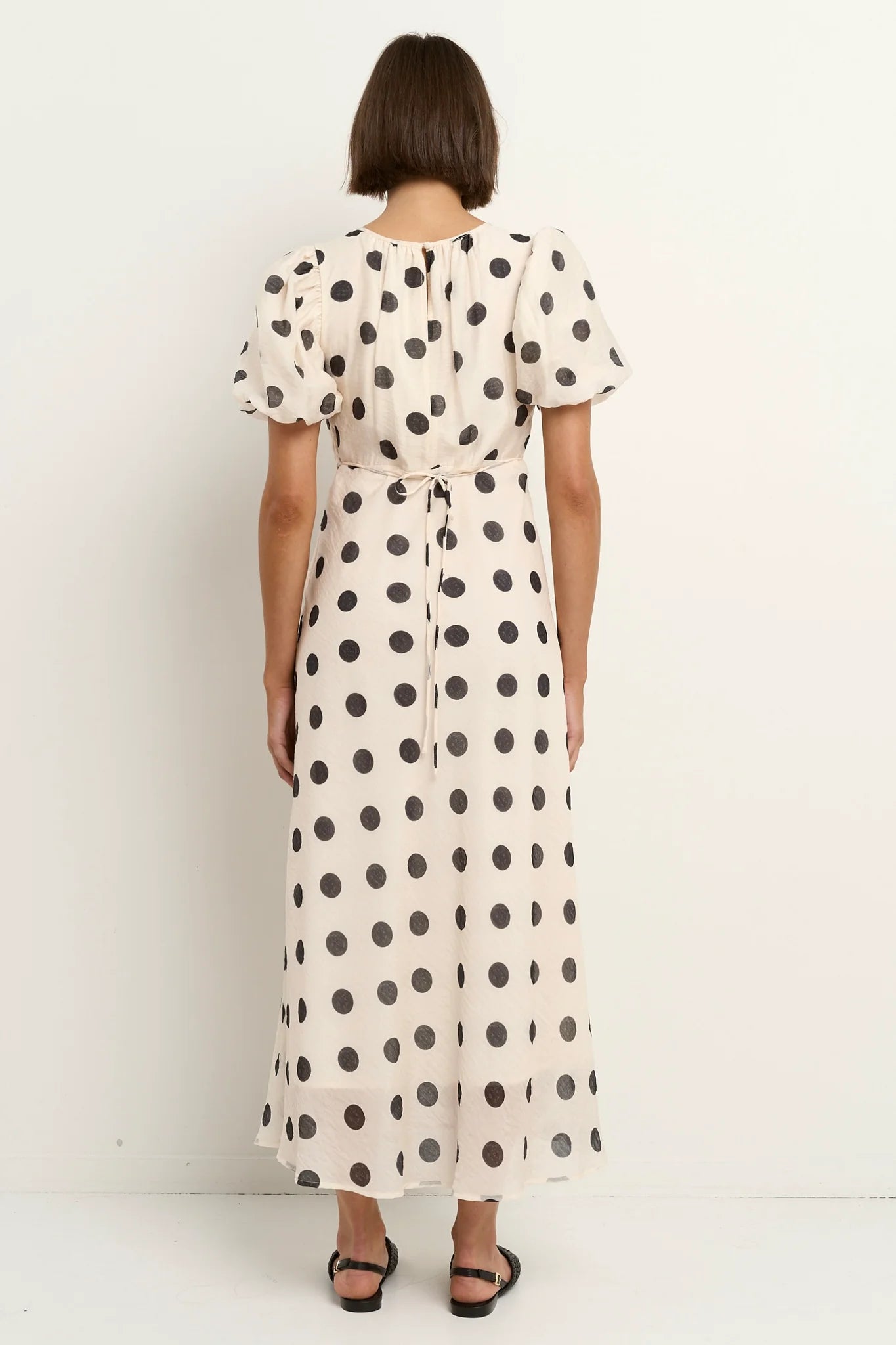 Flo & Frankie Ladies Stage Polka Dot Puff Sleeve Maxi Dress