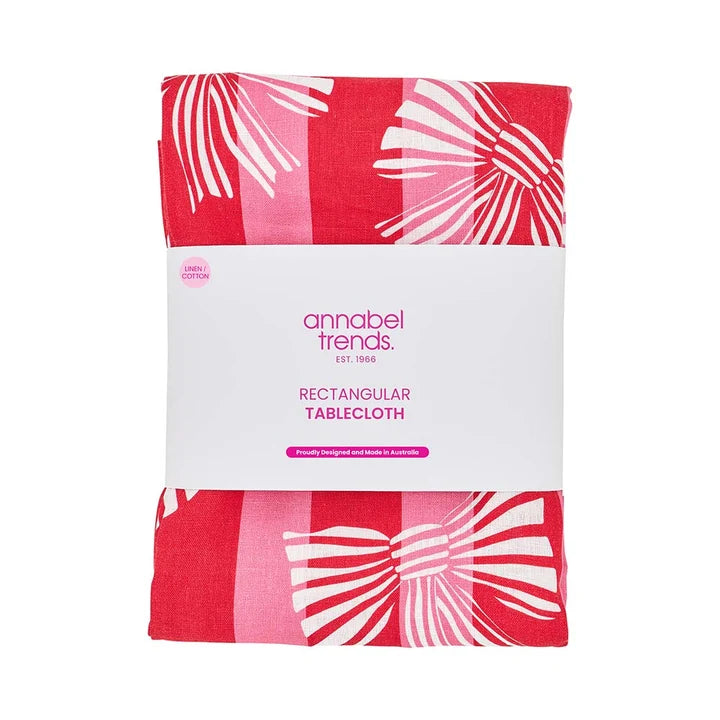 Annabel Trends Linen & Cotton Tablecloth - Red Pink Bow