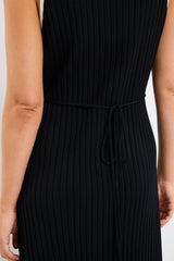 Flo & Frankie Ladies Vanity Black Rib Sleeveless Knit Maxi Dress