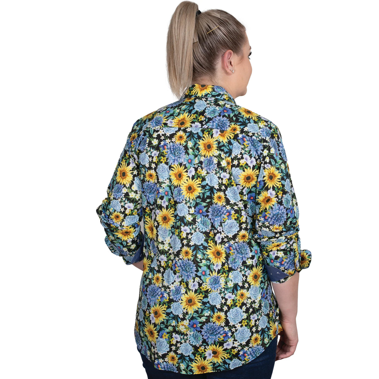 Just Country Abbey Full Button Work Shirt - Blue Bouquet/Blue
