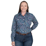 Just Country Abbey Full Button Work Shirt - Navy Floral - WWLS2550