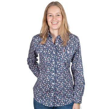 Just Country Ladies Abbey Shirt in Navy Daisy