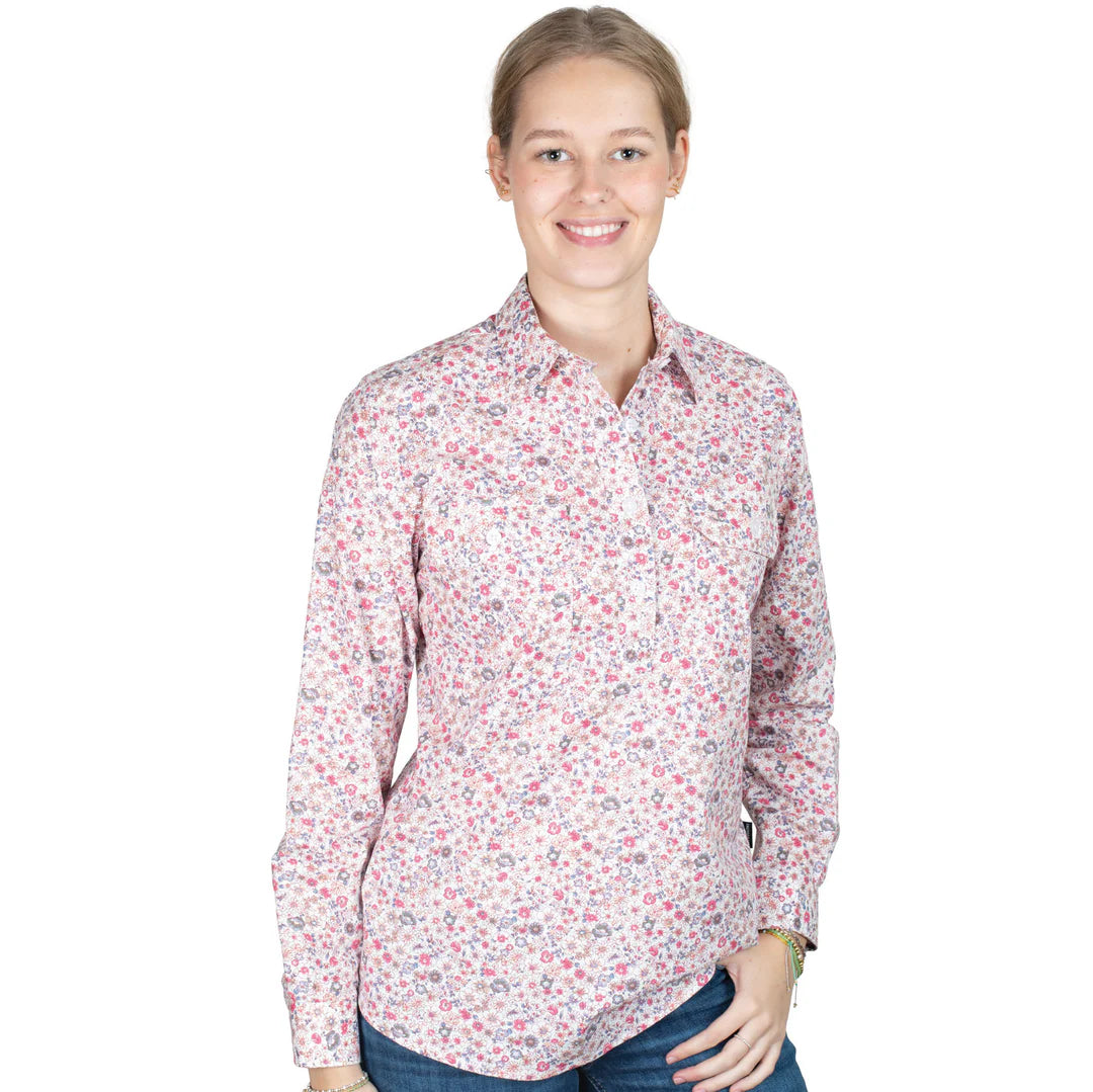 Just Country Ladies Georgie Shirt in White Floral