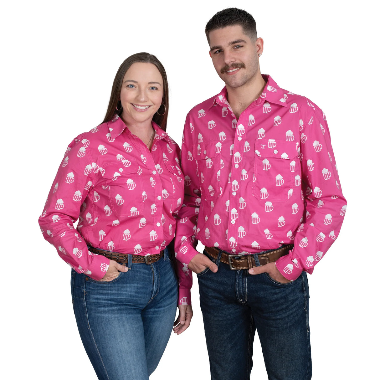 Just Country Ladies Abbey Full Button Print Work Shirt - Rose Brew