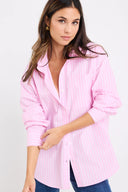 Flo & Frankie Ladies You Got This Stripe Oversized Boyfriend Shirt