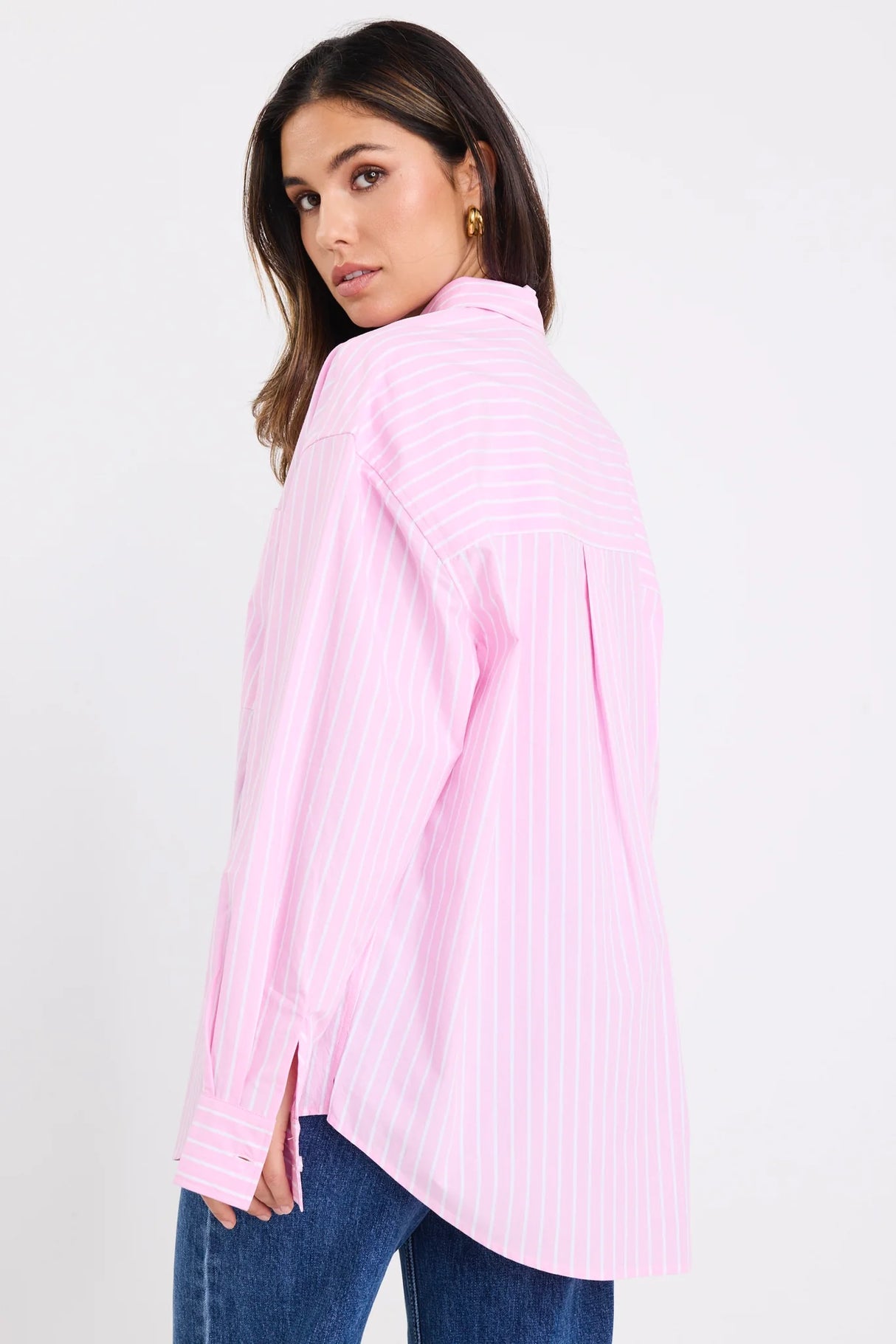 Flo & Frankie Ladies You Got This Stripe Oversized Boyfriend Shirt