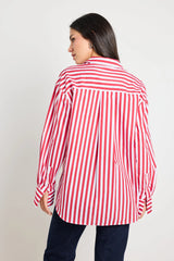 Flo & Frankie Ladies You Got This Stripe Oversized Boyfriend Shirt